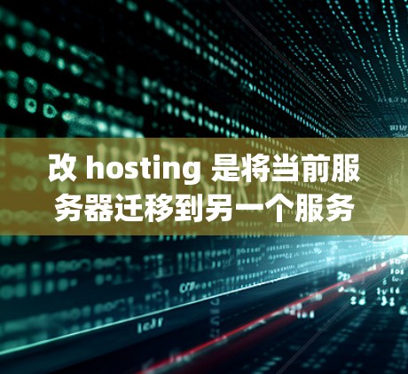 改 hosting 是将当前服务器迁移到另一个服务器的方法,旨在优化资源分配、提高性能或满足特定需求。以下是一个科学且系统的方法指南,涵盖改 hosting 的各个方面 改 hosting 是将当前服务器迁移到另一个服务器的方法,旨在优化资源分配、提高性能或满足特定需求。以下是一个科学且系统的方法指南,涵盖改 hosting 的各个方面